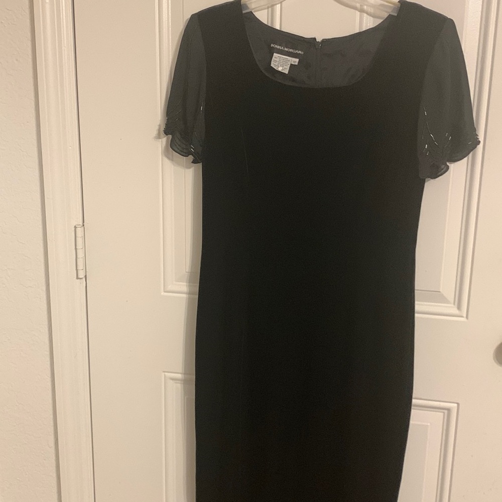 Black velvet evening gown